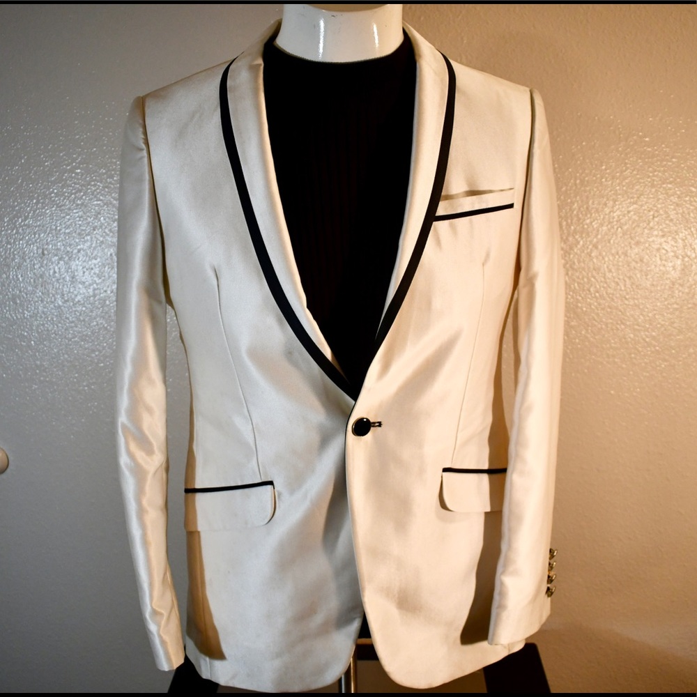 White and black wedding blazer